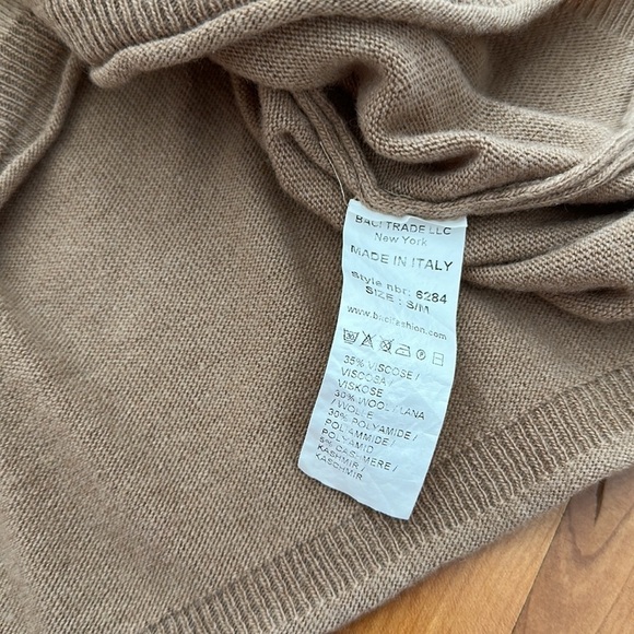 Baci Wool/Cashmere blend pullover Sweater tan brown camel longsleeve made Italy - Picture 5 of 8